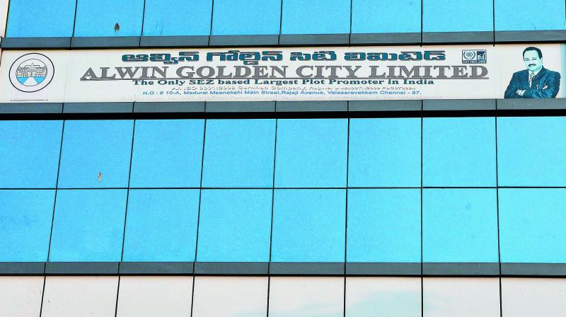 The Alwin Golden City office closed at Gayathri Nagar in Vijayawada on Tuesday. (Photo: DC)