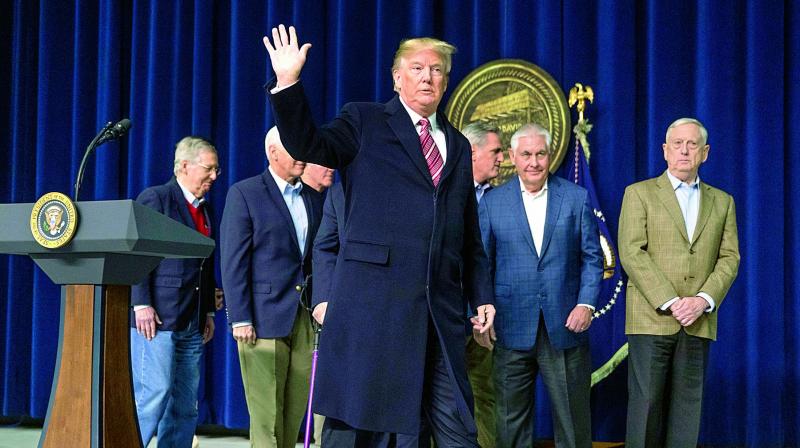 US President Donald Trump waves as he leaves a meeting with top Republican leaders at Camp David. He said the party â€œvery well-preparedâ€.