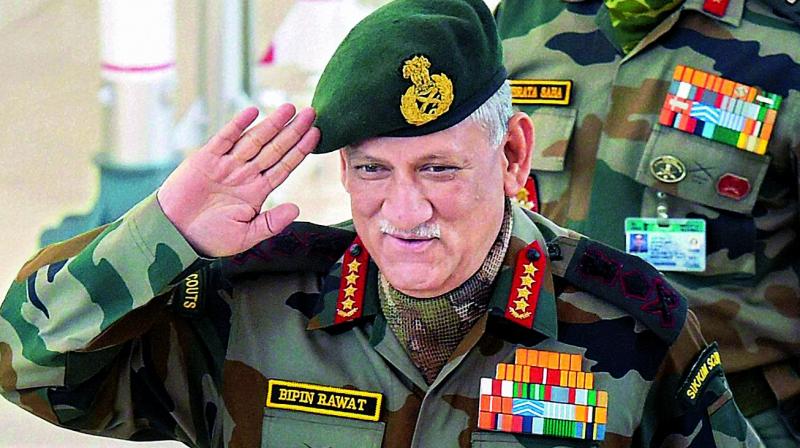 Army Chief Gen Bipin Rawat arrives for the Armys annual press conference in New Delhi on Friday.  (Photo: PTI)