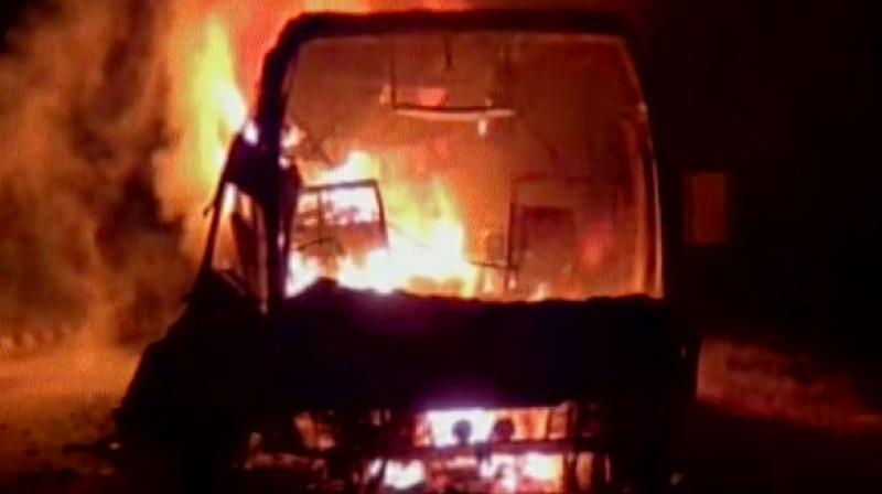 Two buses belonging to Bhashyam public school in Kukatpally caught fire on Sunday.  (Representational Image)