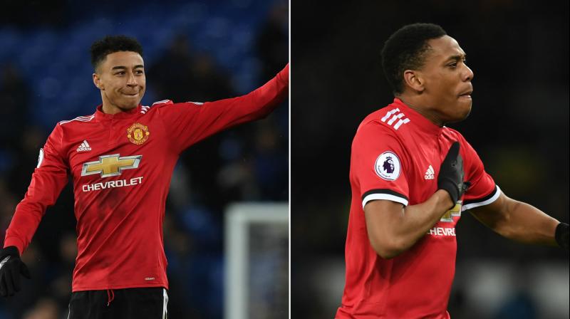 Anthony Martial (right) scored in the 57th minute, while Jesse Lingard (left) scored in the 81st minute to help end Manchester Uniteds run of three straight draws in the Premier League. (Photo:AP)