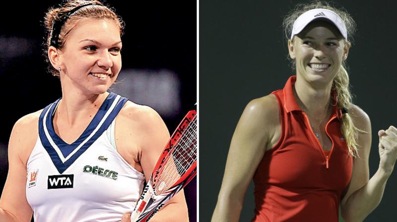 In Serena Williams absence Simona Halep (left) and Caroline Wozniacki (right) hope to make their Slam breakthrough. (Photo: AP)