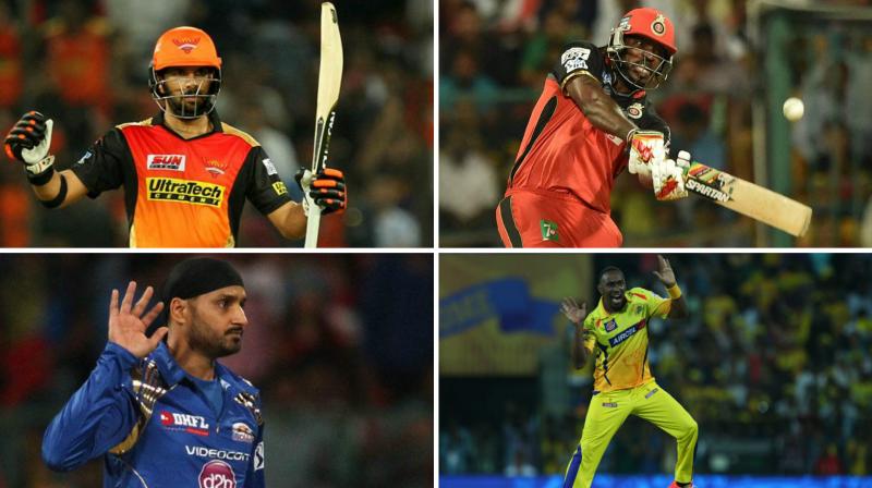 Yuvraj Singh, Harbhajan Singh, Chris Gayle and Dwayne Bravo were not retained by their IPL franchises. (Photo: BCCI / PTI)