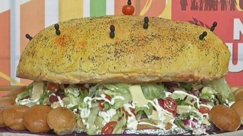 No preservatives were used in baking the huge burger that weighed 65 kilograms. (Photo: ANI Twitter)