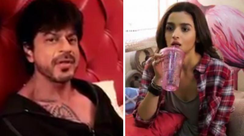 Screengrabs from the videos Shah Rukh Khan and Alia Bhatt posted on Twitter.