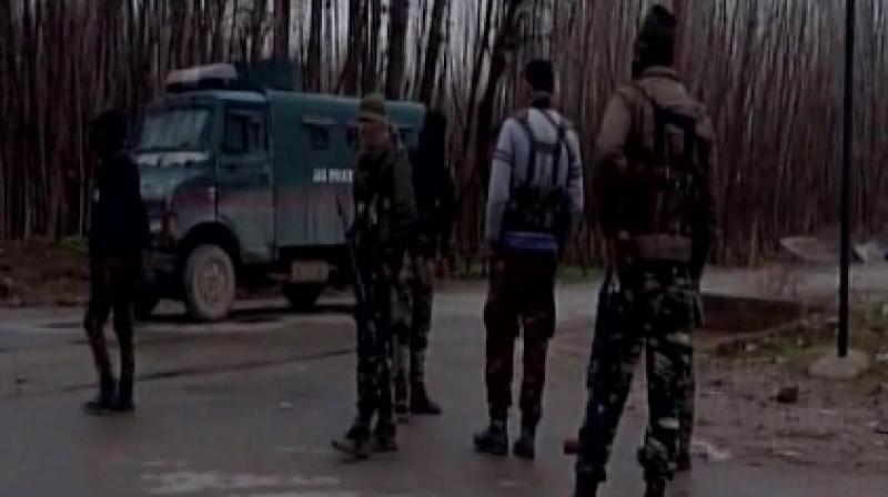 The report also said that about three to four terrorists were holed-up inside a house in Padgampora area. (Photo: ANI)