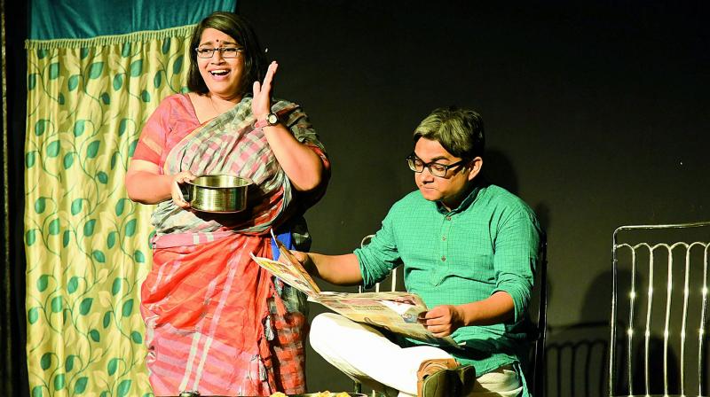 A still from the play that was staged by Rangeen Sapnay.
