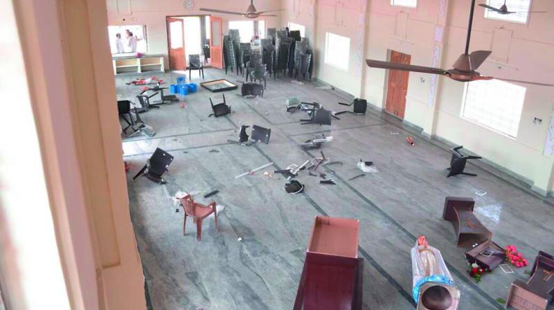 Around a hundred villagers ransacked a church in Keesara on Sunday. (Photo: DC)