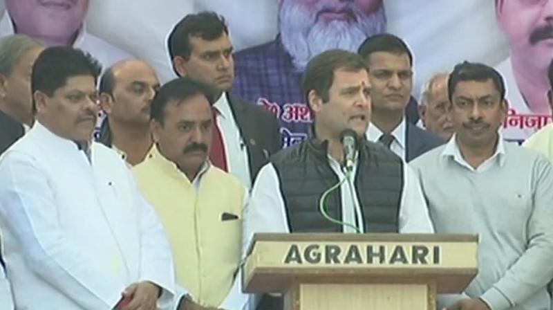 The Congress chief was addressing a public meeting here before returning to Delhi at the end of his two-day visit to his Lok Sabha constituency. (Photo: ANI | Twitter)