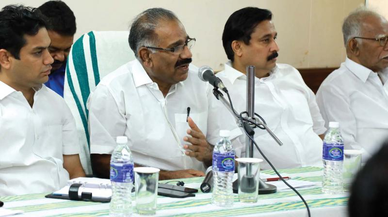 Transport Minister A.K. Saseendran, Hibi Eden, MLA, Abdul Rehman, MLA and C.K. Nanu, MLA, during the public hearing on proposed Kochi Metropolitan Transport Authority in Kochi on Saturday
