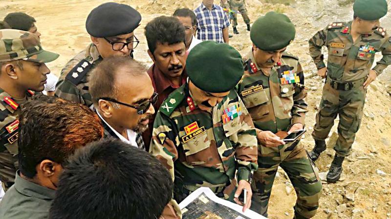 Army officers surveying the area near Bannerghatta National Park.(Image Dc)