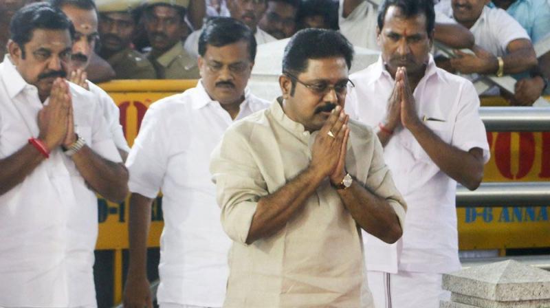 The TTV Dhinakaran faction of the AIADMK met Governor CH Vidyasagar Rao on Tuesday and demanded the removal of Tamil Nadu Chief Minister E Palanisamy. (Photo: PTI)
