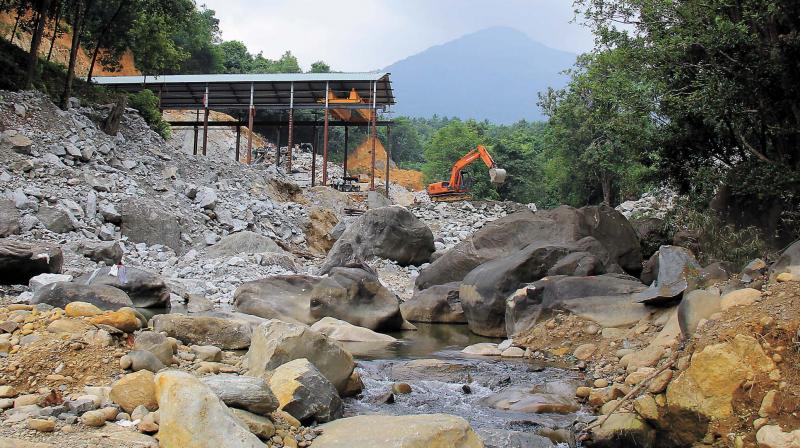 The construction of a hydel project in progress at Iruvanjippuzha near Kodancheri in Kozhikode. 	 FILE