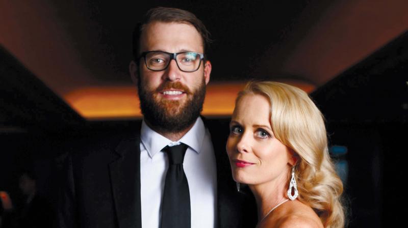 Daniel Vettori with his wife