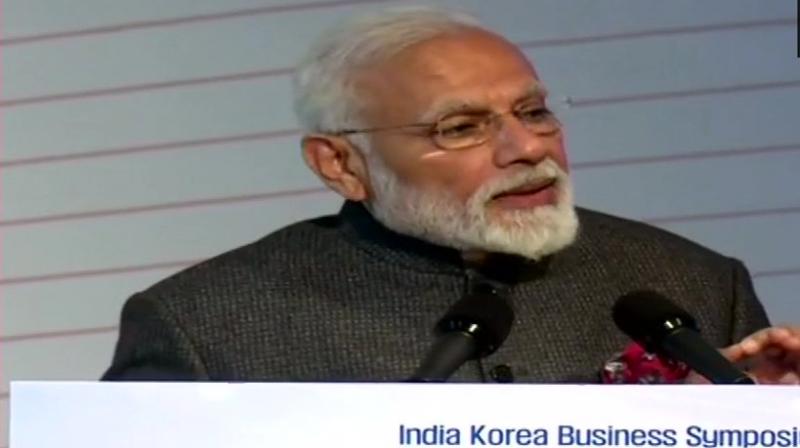 It is a matter of great honour and my good fortune to unveil the bust of Mahatma Gandhi in Koreas premier university today, Modi said. (Photo: ANI | Twitter)