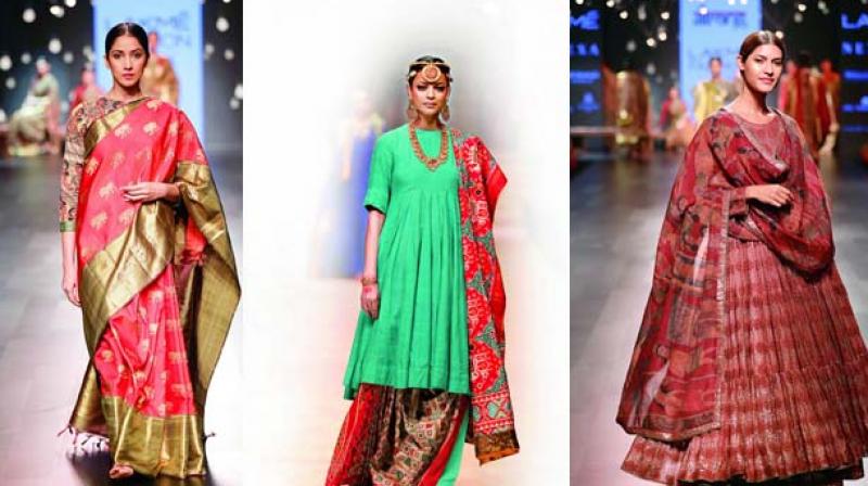 Opt for vibrant colours like red and peacock blue/green