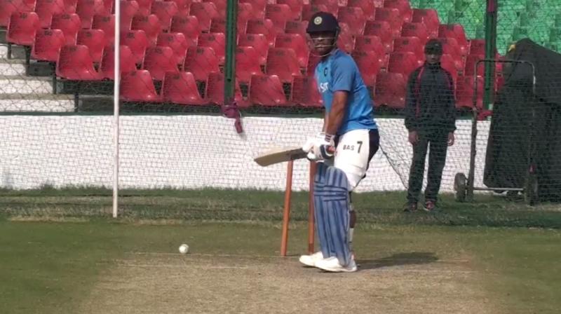 Dhoni, who recently stepped down as Indias limited-overs captain was seen working in the nets to improve his ability to score runs in the death overs. (Photo: Screengrab)