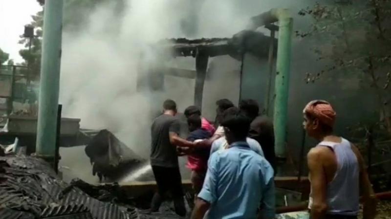 Eight fire fighting engines were rushed to the location to bring the blaze under control. (Photo: Twitter | ANI)