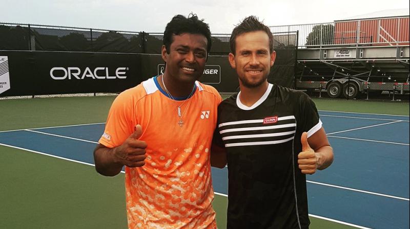The second seeded Indo-Mexican pair of Leander Paes and Miguel Angel Reyyes-Varela, playing its second consecutive final, came from behind to beat Ariel Behar and Roberto Quiroz 4-6 6-3 10-5 in the summit clash, which lasted one hour and 26 minutes. (Photo: Twitter / Miguel Angel Reyyes-Varela)
