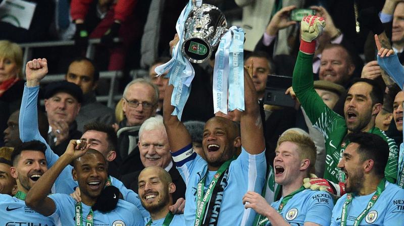 Manchester City, who will also win the Premier League title barring a monumental collapse, did not even have to hit top gear to lift the trophy for the third time in five years. (Photo: AFP)