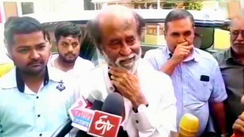 Speaking to reporters at the Dayanand Saraswati Ashram in Rishikesh, Uttarakhand, Rajinikanth said, I have not announced my party. I dont want to talk anything about politics (now)... Still I have not become a full-time politician. (Photo: Twitter | ANI)