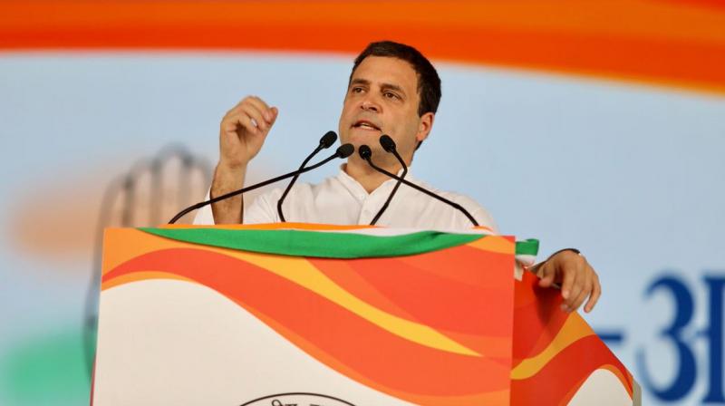 As he spoke at the event, Rahul Gandhi attacked the centre over the Rafale deal and PM Modis promises to end corruption in the country. (Photo: Twitter/@INCIndia)