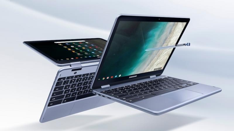 The new 2-in-1 Chromebook Plus v2 sports a sleek and slim design profile.
