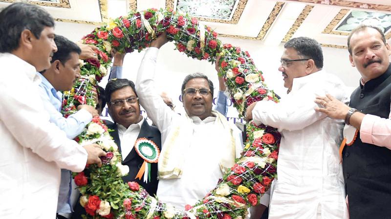CM Siddaramaiah at Minority Rights Day celebration at Vidhana Soudha in the city on Sunday.