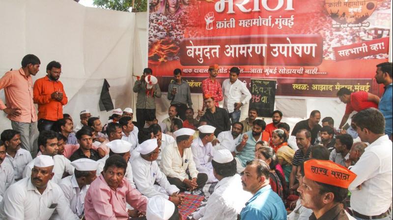 The Maratha community, which comprises over 30 per cent of the states population, has been seeking reservation in government jobs and education for a long time. (Photo: PTI)