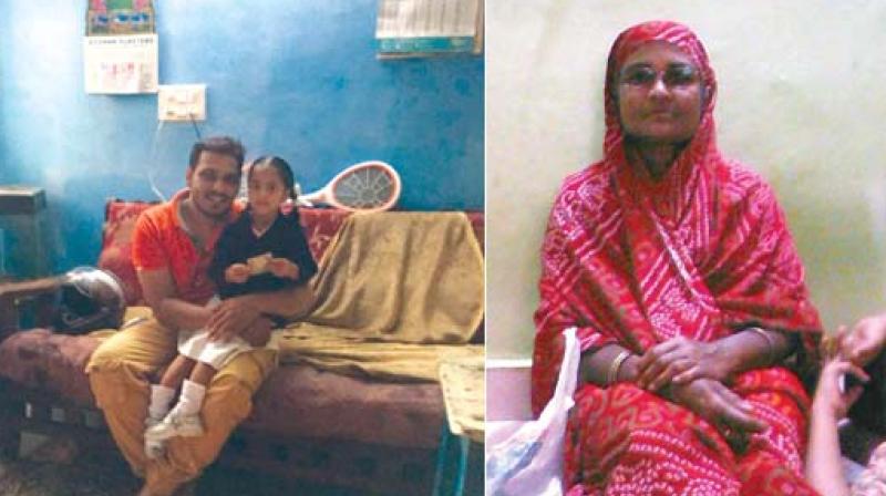 (Left) Firoz with the auto-drivers daughter and (Right) Badrunissa