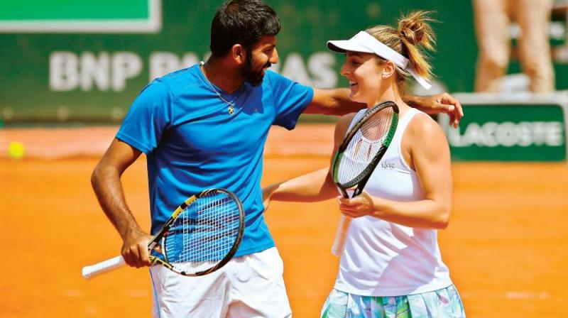 Bopanna pairing with Canadian partner Gabriela Dabrowski, defeated the pair of British Heather Watson and Finlands Henri Kontinen in a hard fought match. (Photo: AFP)
