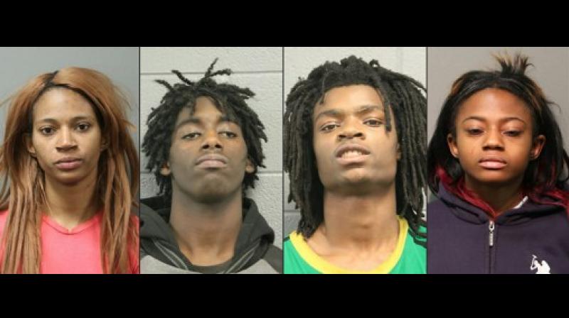Chicago prosecutors on Thursday, January 5, file hate crime and other felony charges against Tanishia Covington, Jordan Hill, Tesfaye Cooper, and Brittany Covington  accused of holding captive and assaulting a man with special needs in a racially charged attack broadcast live on Facebook.  (Photo: AFP)