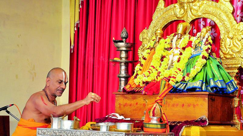Nitya Kalyanam is performing in Bhadrachalam temple on Wednesday. 	(Photo: DC)