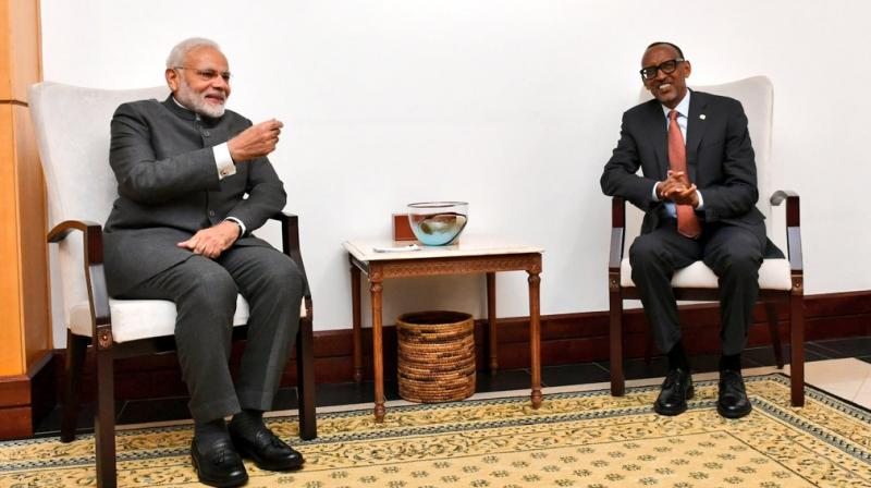 It is a matter of honour for us that India has stood with Rwanda in their economic development journey, PM Modi said, adding that India will continue to back Rwandas development. (Photo: @MEAIndia | Twitter)