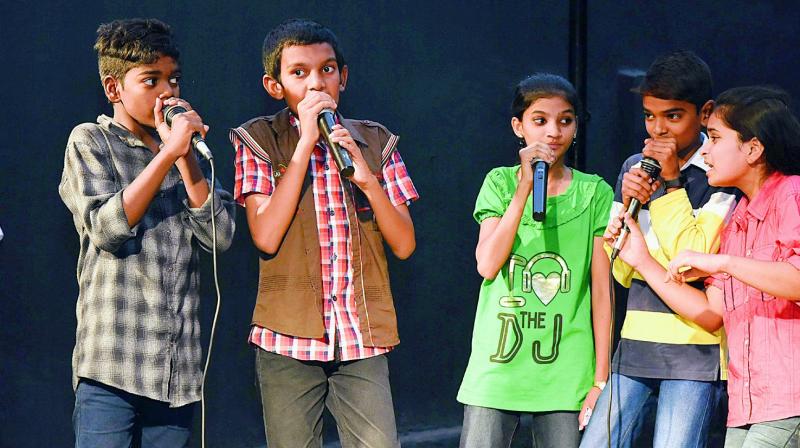 Camp Diaries students showcasing their talent on stage at an event that was organised at Lamakaan recently.