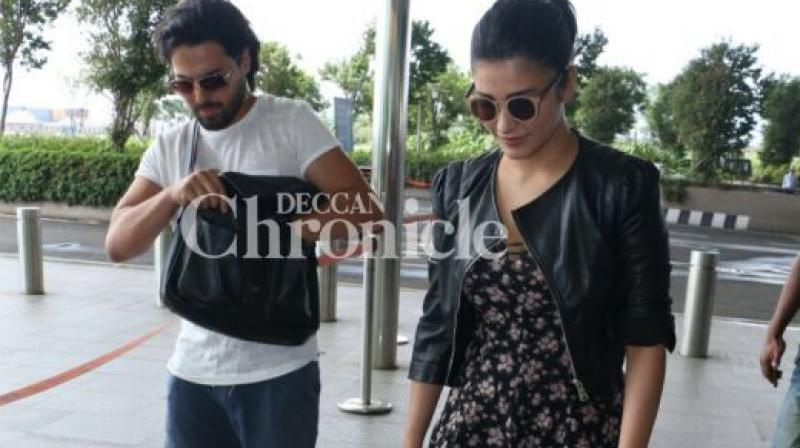 Shruti Hassan and Michael Corsale snapped at the airport.