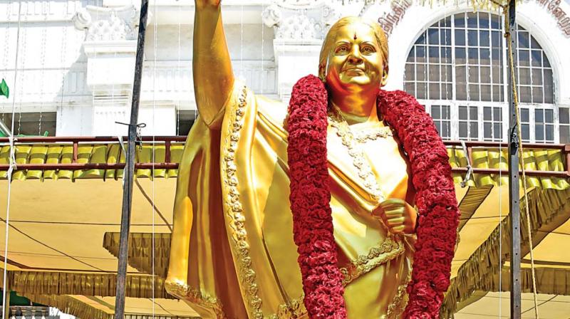 Bronze statue of former Chief Minister  J. Jayalalithaa. 	 DC