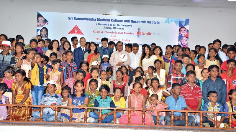 Children attend awareness campaign launched by Smile Train at Sri Ramachandra Medical College (SRMC) and Research Institute on the need of cleft lip surgeries.	DC