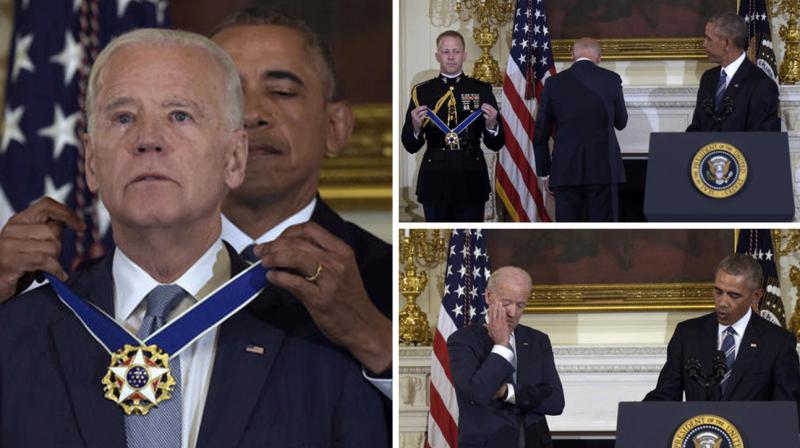 Biden breaks down after Obama surprises him with Medal of Freedom