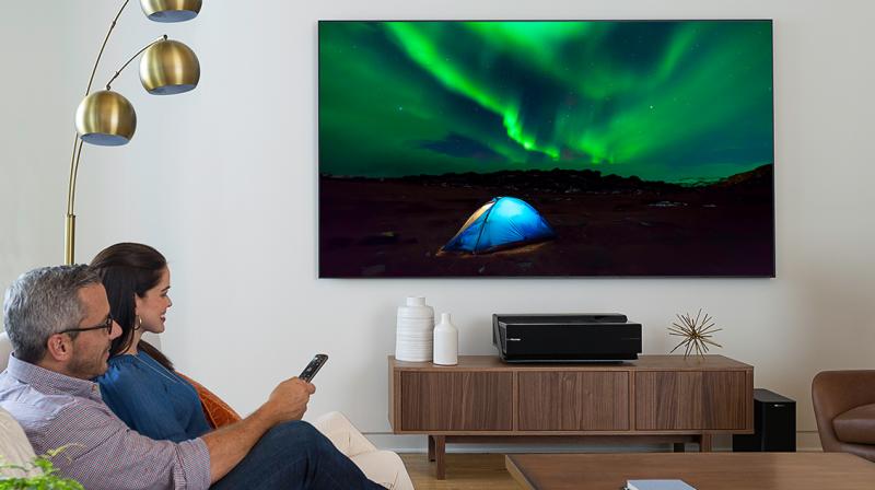 The company says that the laser TV doesnt require a dark environment and messy cables.
