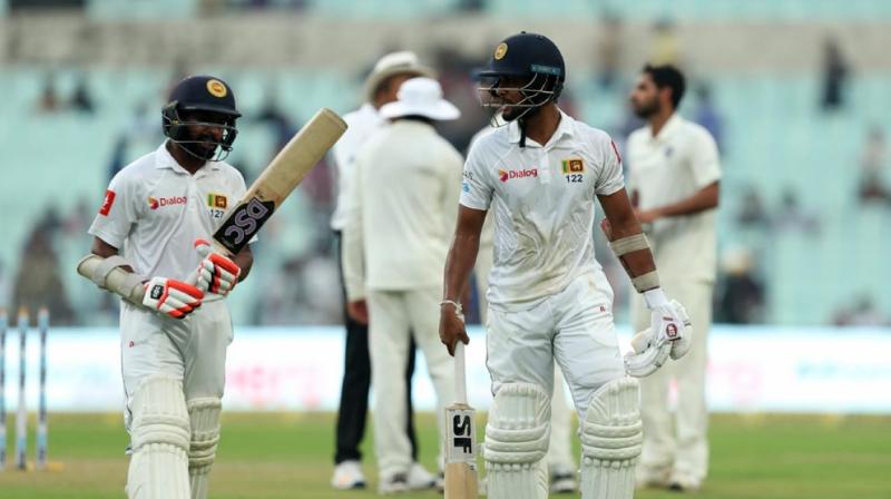 Sri Lanka finished the day at 164-5, trailing by seven runs. (Photo: BCCI)