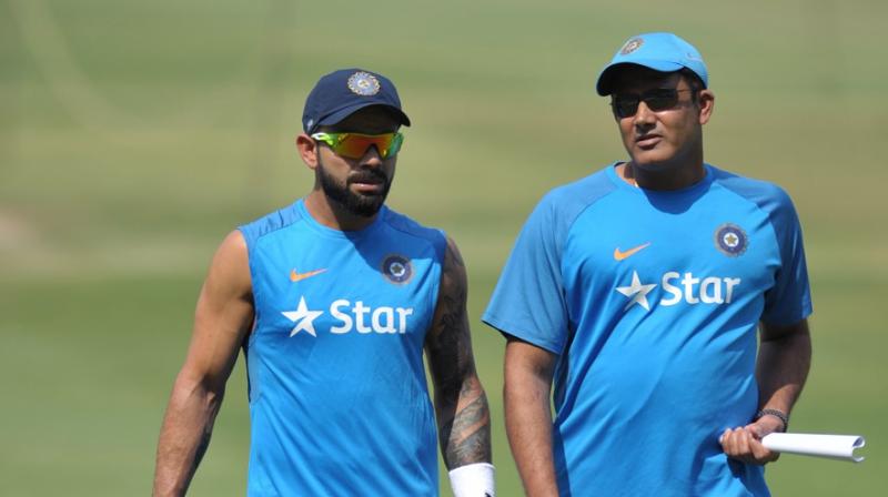 Virat Kohli and Anil Kumble enjoyed a successful captain-coach partnership, with India having a 70.59 per cent win percentage in Test cricket under them. (Photo: AFP)