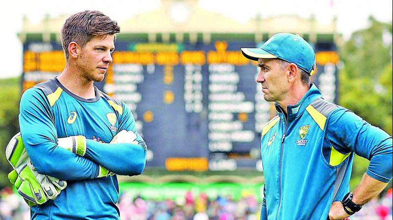Australia captain Tim Paine (left) and coach Justin Langer. (Photo:  CA)