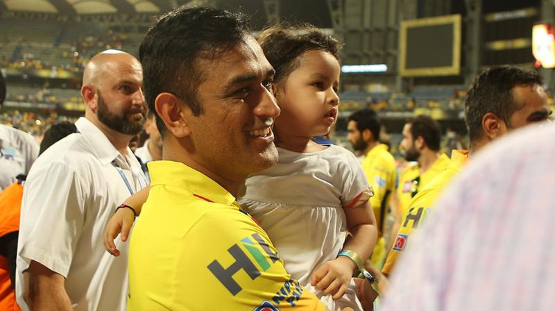 During the team photograph later on, four-year-old Ziva ran towards her father before he twirled her around. (Photo: BCCI)