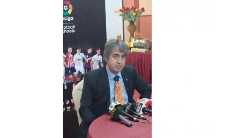 Jose Cachaza, managing director of LaLiga India at a Press Meet in Thrissur on Tuesday.
