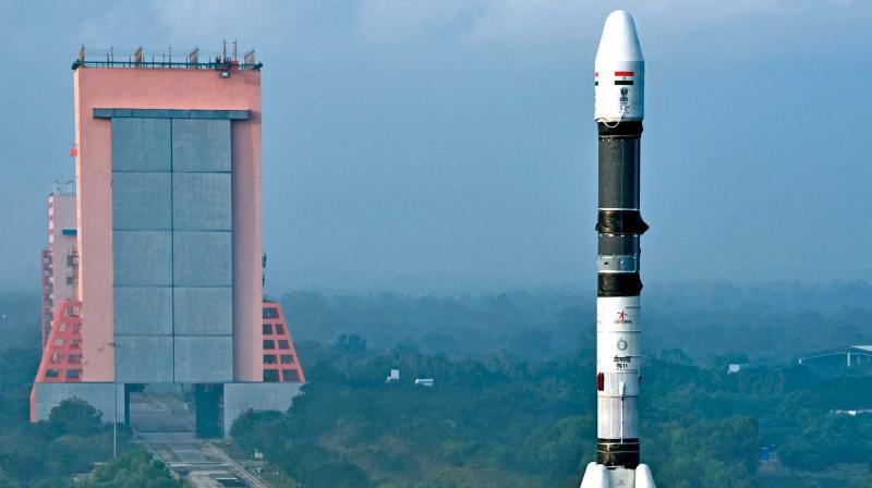 A fully assembled GSLV-F11 rocket is moved to launch pad at Sathish Dhawan Space Centre in Sriharikota.