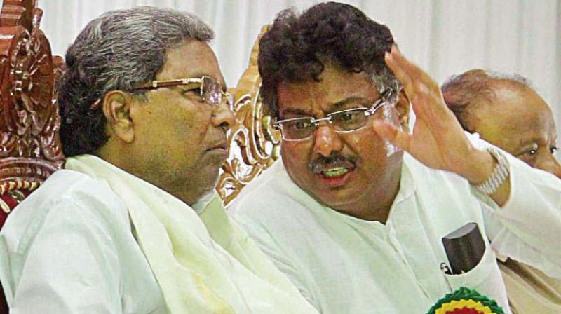 A file photo of Minister M.B. Patil with CM Siddaramaiah