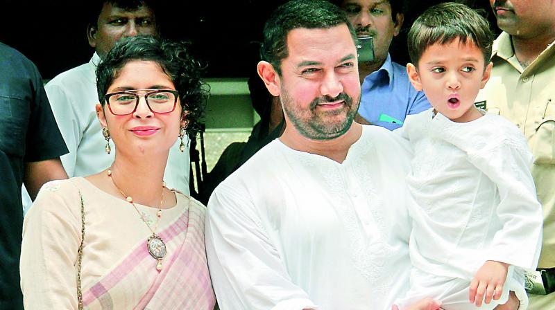 Aamir Khan with wife and son