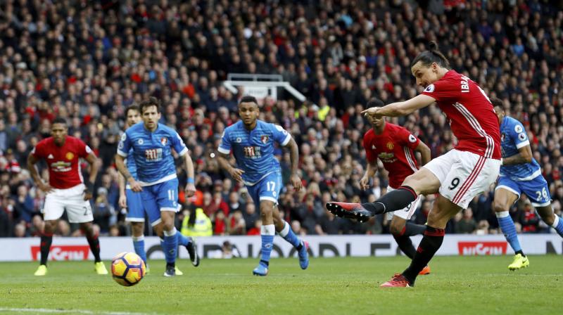 Zlatan Ibrahimovic, Uniteds 26-goal top scorer, was fortunate not to be sent off before seeing a penalty saved. (Photo: AP)