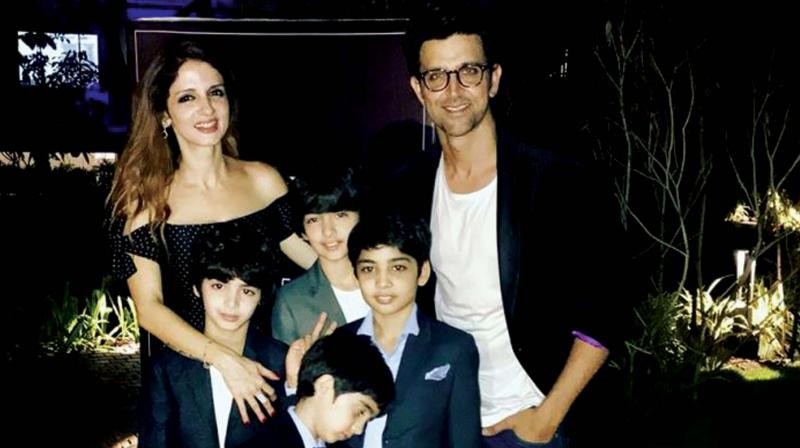 Hrithik Roshan with his ex wife Sussanne Khan and their sons